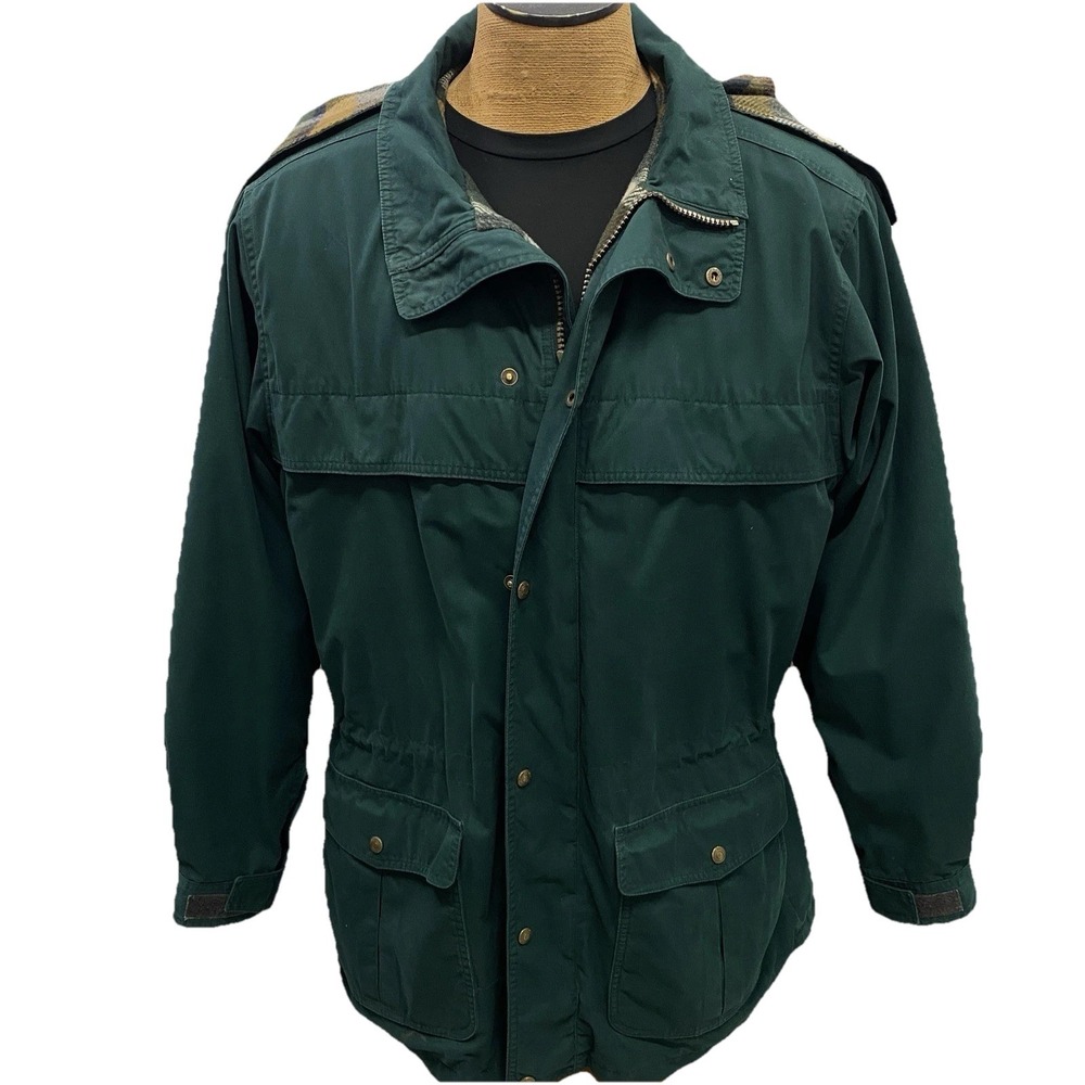 Vintage Eddie Bauer Green Hooded Mountain Parka Mens L Tall Wool Lined Hong Kong